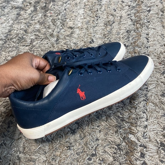NWOB Polo by Ralph Lauren navy Blue canvas Sneakers Classic Design sz 10 - Picture 8 of 14
